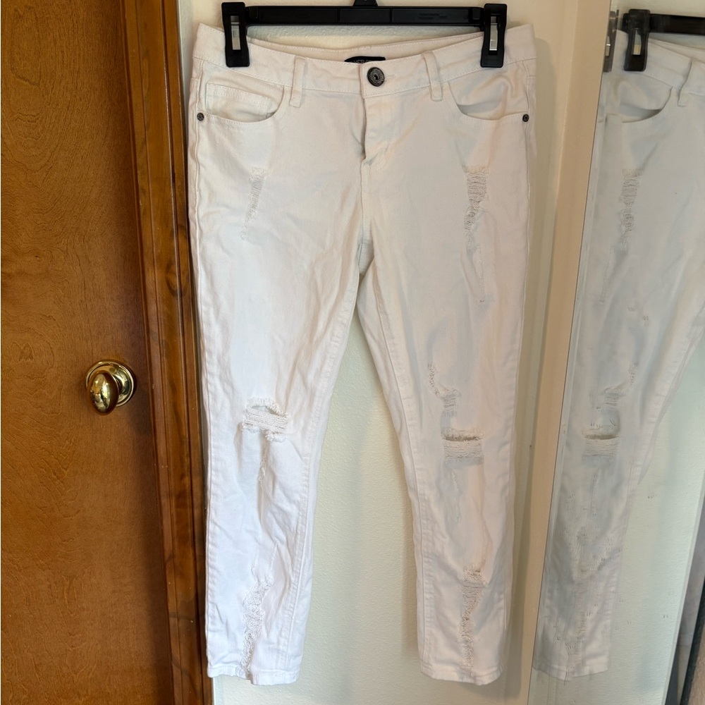 Silver Crush White Distressed Jeans